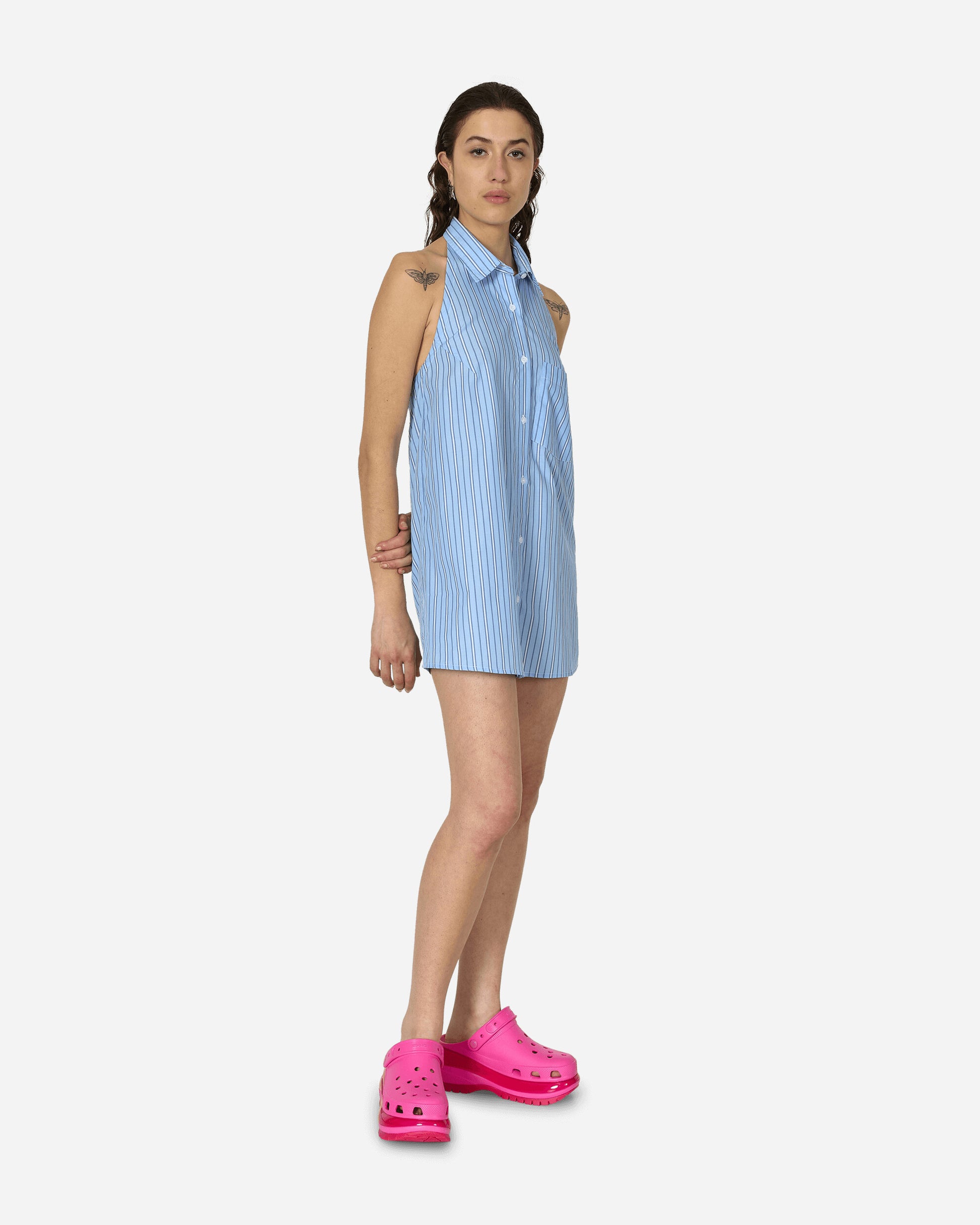 Abra Wmns Shirt Mini Dress White/Blue Dresses Dress Short CSMD1020 WHITE-BLUE