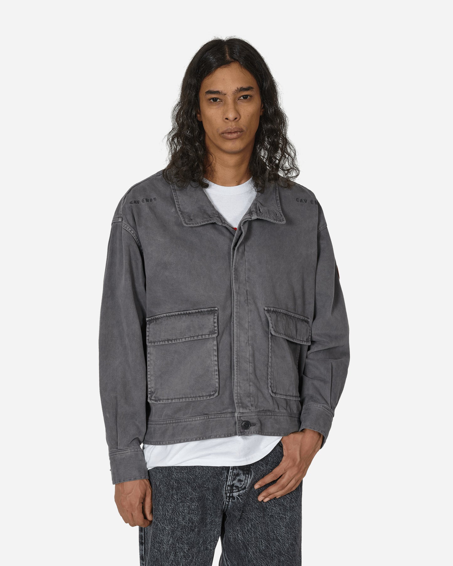 Cav Empt Overdye Brushed Cotton Button Jacket Charcoal Coats and Jackets Jackets CES25JK12 CHCL
