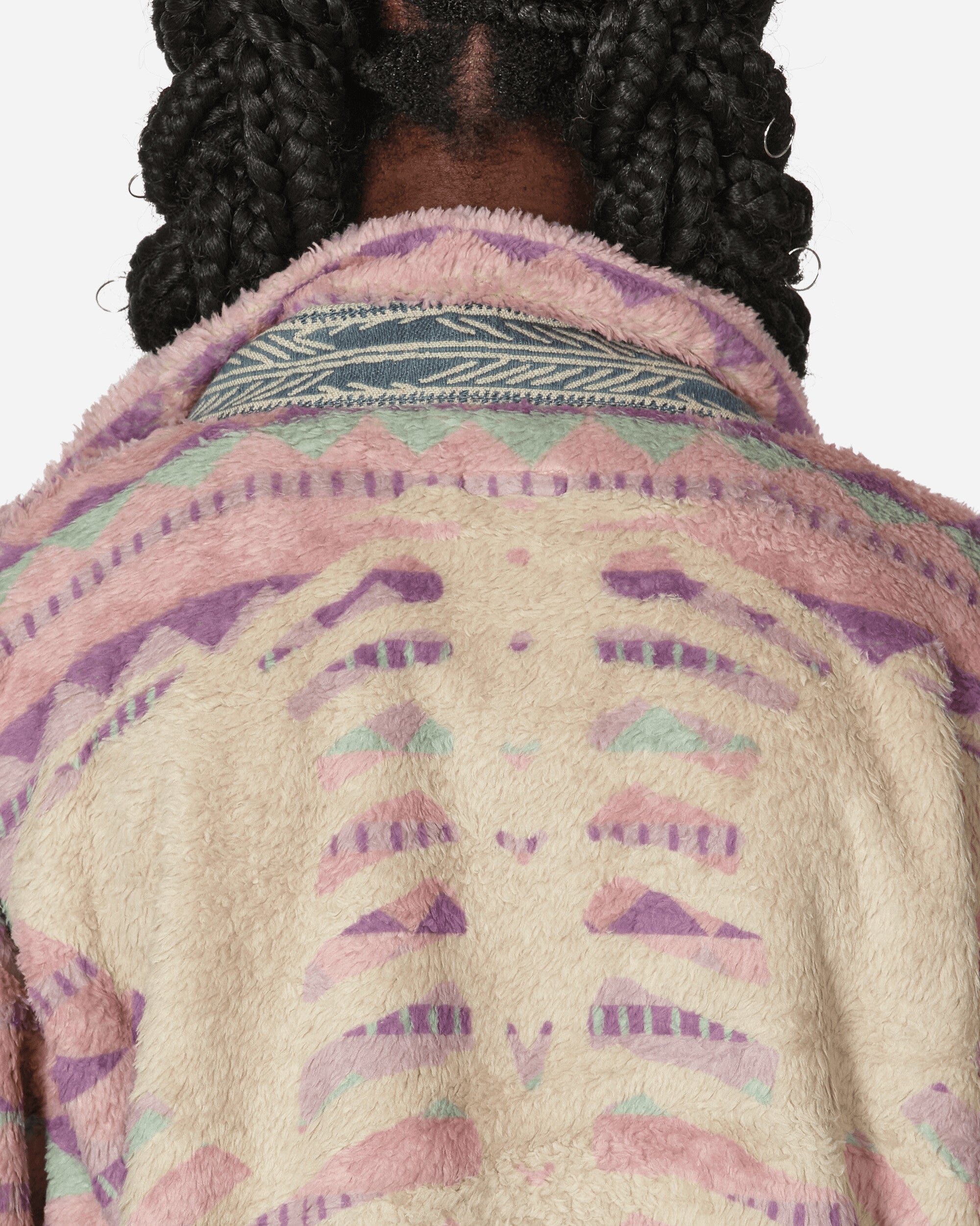 KAPITAL Ashland Stripe & Bone Fleece Zip Blouson Pink Sweatshirts Fleece EK-1516 1