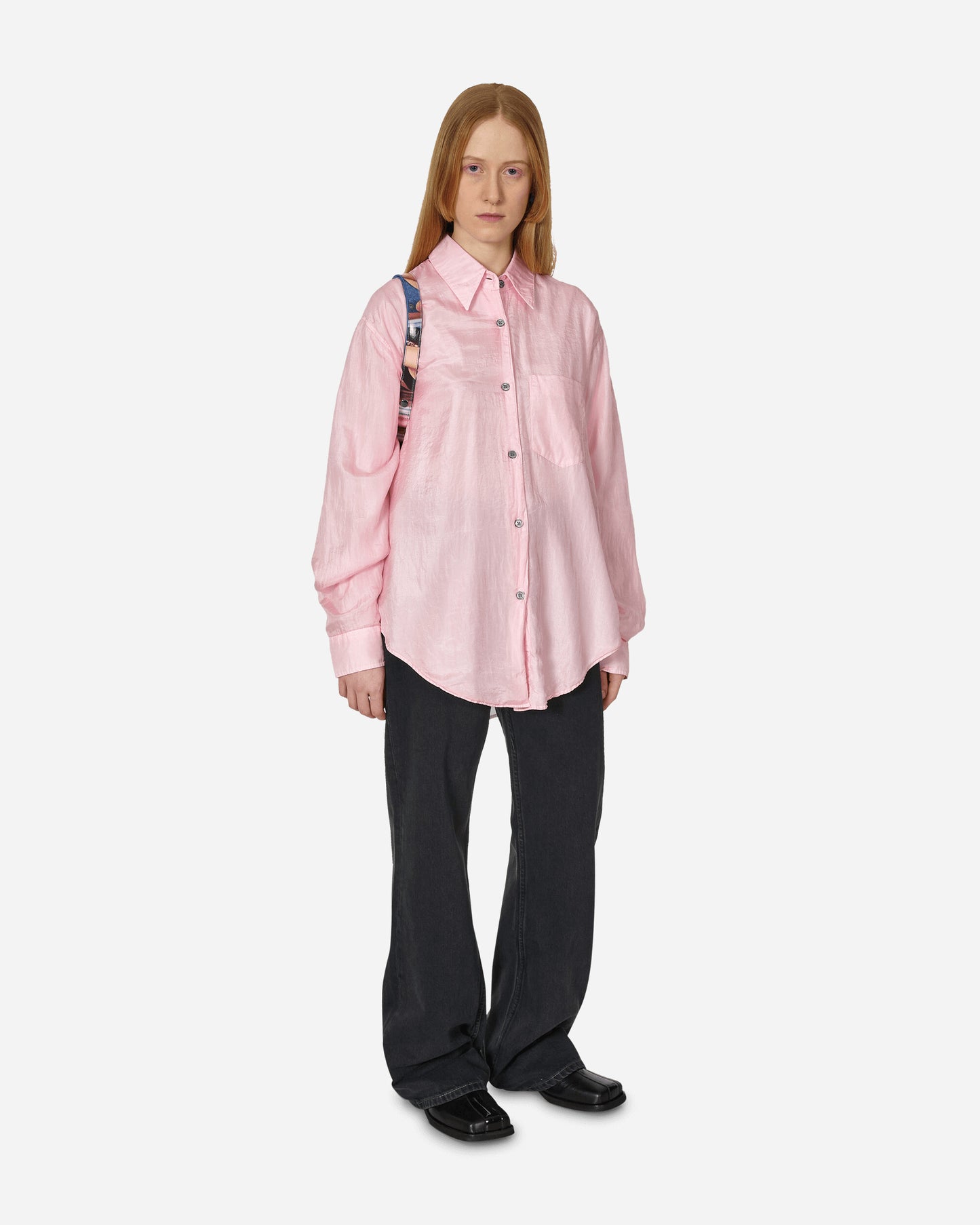 Our Legacy Wmns Apron Shirt Pink Cotton Silk Shirts Longsleeve Shirt W2242ABC 001