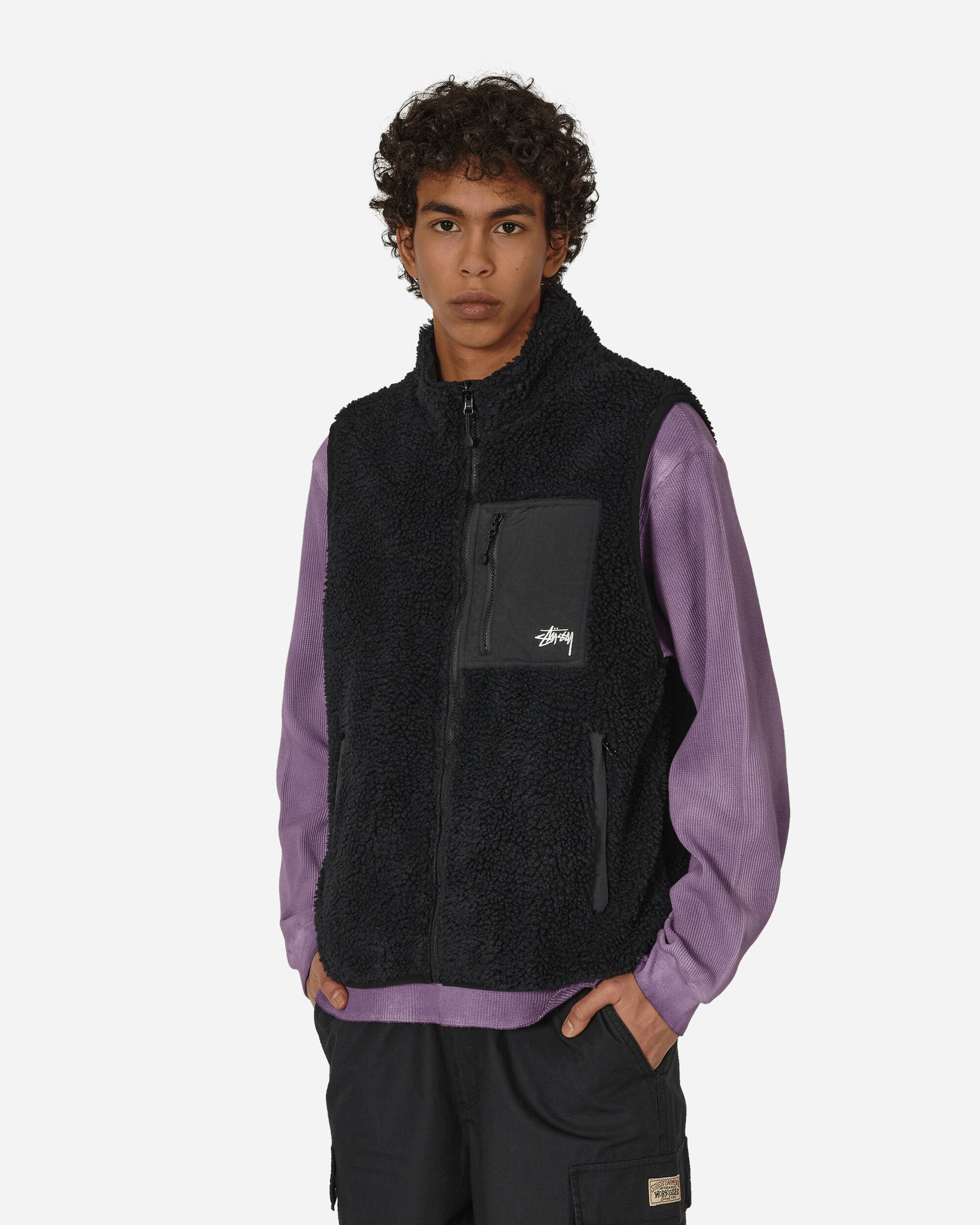 Stüssy Sherpa Reversible Vest Black Coats and Jackets Vests H118528 BLAC
