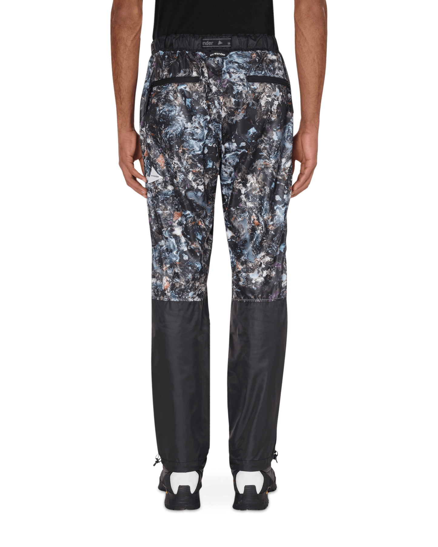 And Wander Stone Printed Rip Black Pants Trousers 5740222009 010