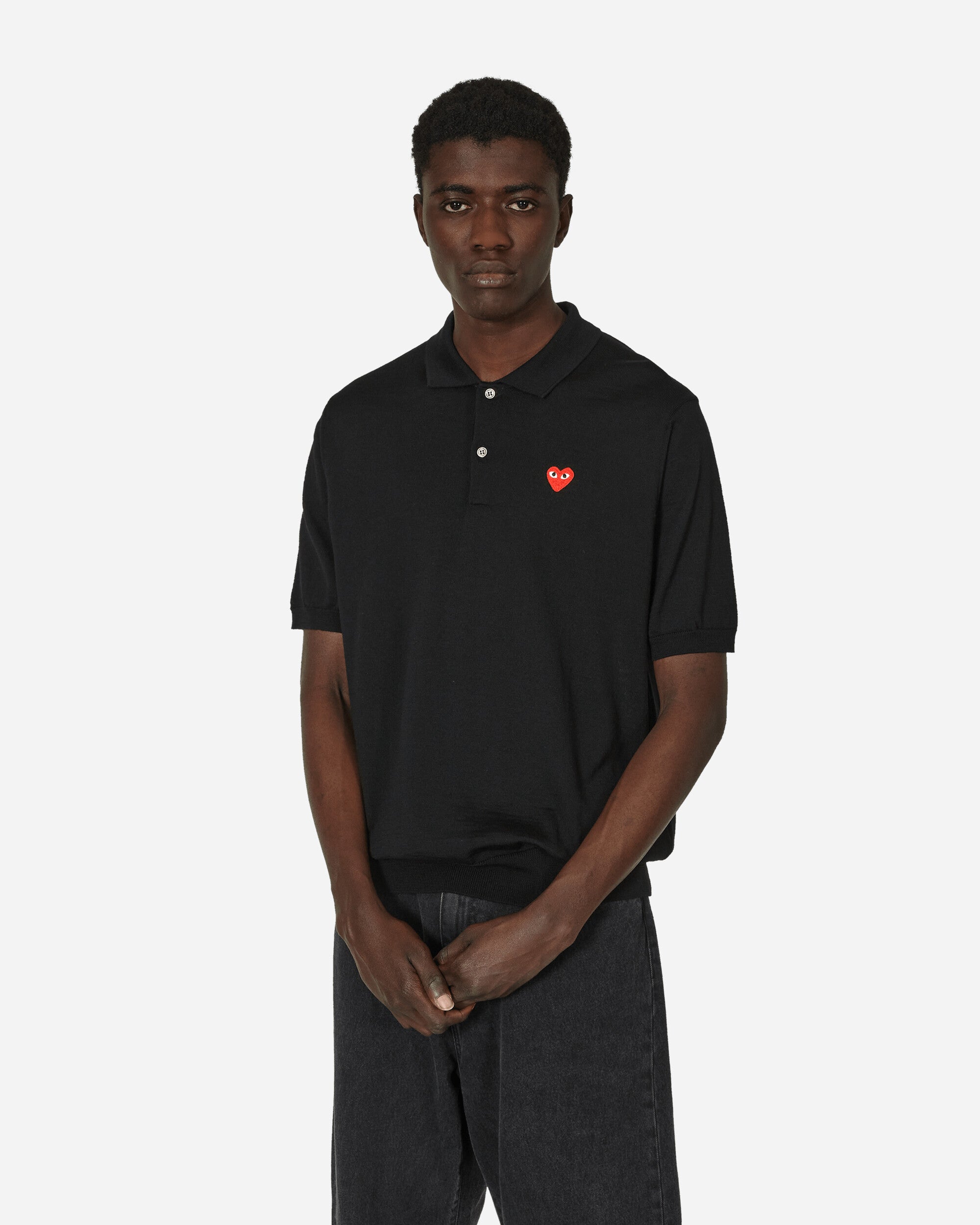 Red Heart Polo Sweater Black