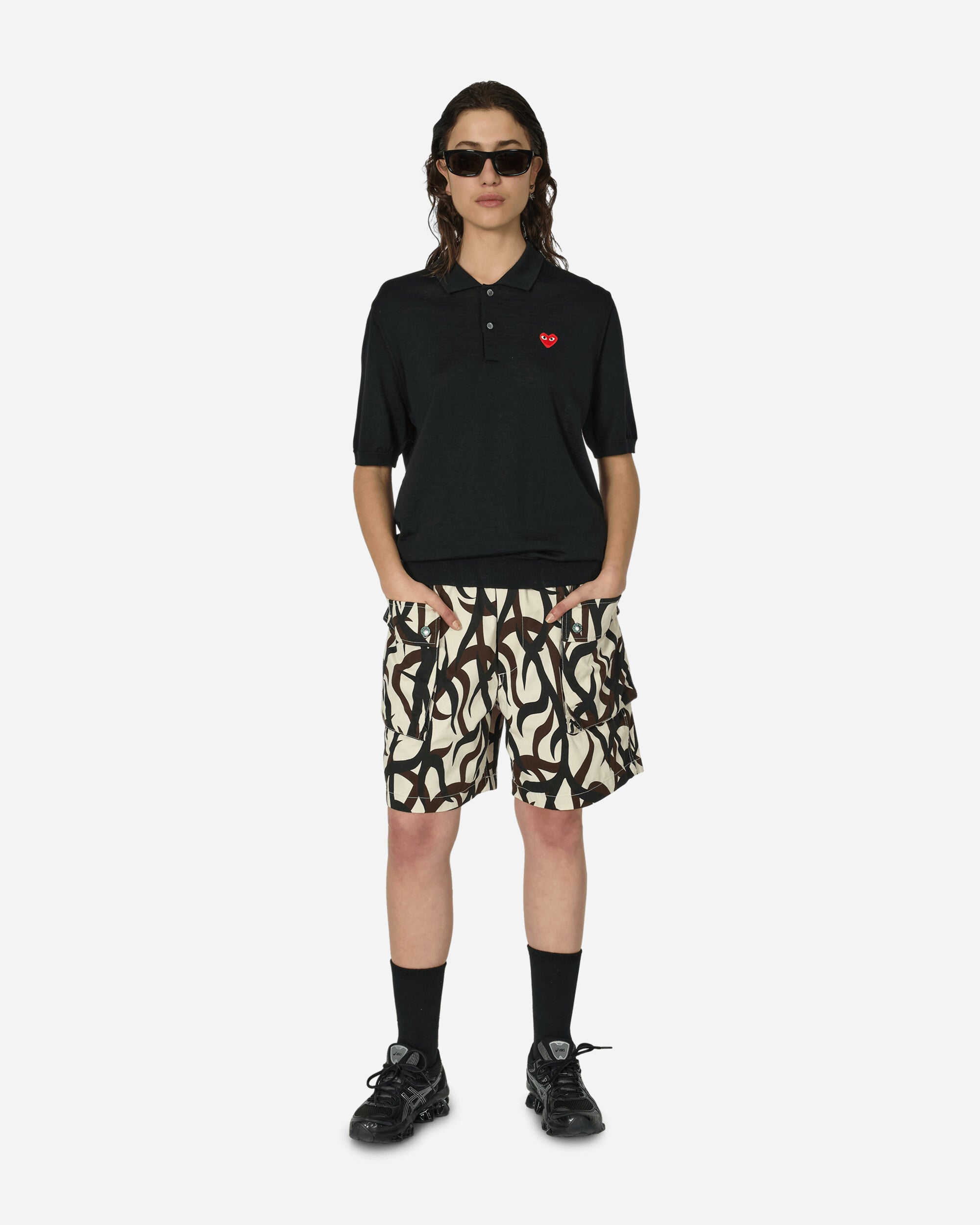 Comme Des Garçons Play Polo-Neck Short Sleeve Knit Black Knitwears Sweaters P1N094  1