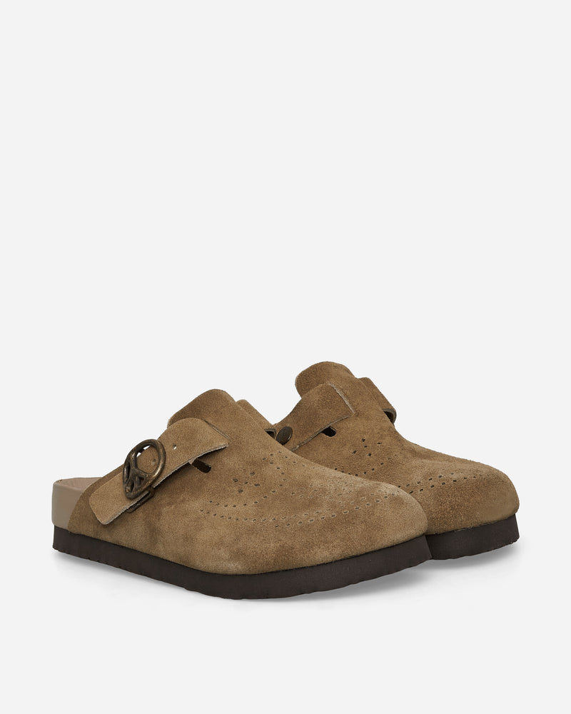 Suede Clog Sandals Taupe