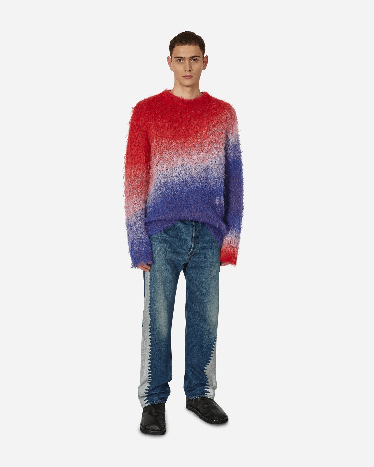 ERL Degrade Vneck Sweater Knit Blue/Red/White Knitwears Sweaters ERL06N005  1