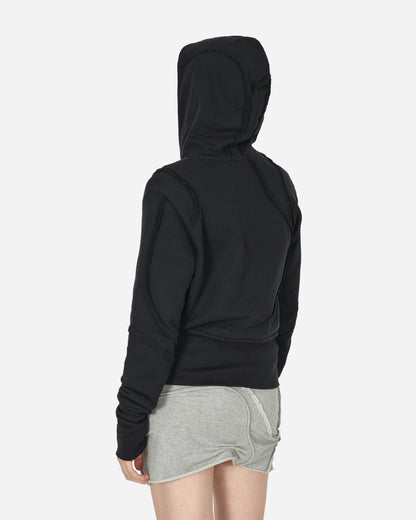 Mainline:RUS/Fr.CA/DE Zip Up Hoodie With Fraying Detail Black Sweatshirts Hoodies KIT 1