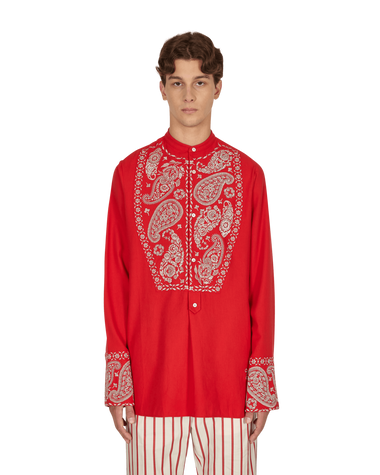 Wales Bonner Menelik Embroidered Scarlet Shirts Longsleeve UA21SH12-CO02 350